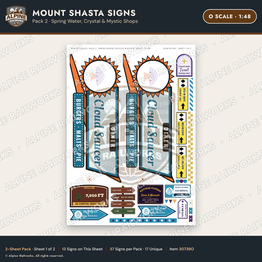 Alpine Railworks 30739O O Scale Tourist Signs - Mount Shasta