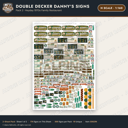 Alpine Railworks 30621N N Scale Restaurant Signs - Family Diner