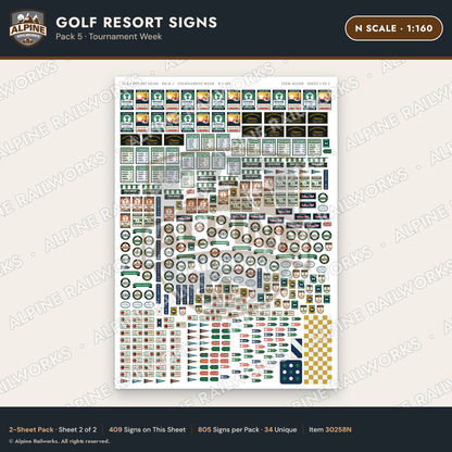 Alpine Railworks 30258N N Scale Golf Resort Signs - Tournament Week