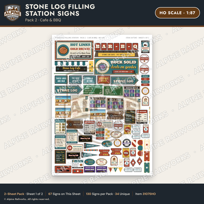 Alpine Railworks 31075HO HO Scale Roadside Signs - Petrified Wood