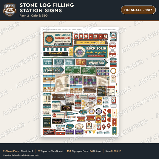 Alpine Railworks 31075HO HO Scale Roadside Signs - Petrified Wood