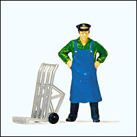 Preiser 28125 HO Scale Railroad Personnel Standing Porter w/Luggage