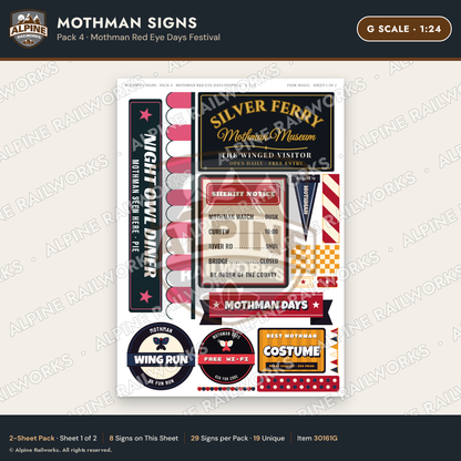 Alpine Railworks 30161G G Scale Mothman Signs