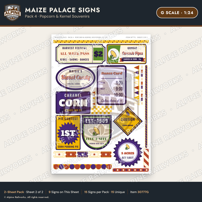 Alpine Railworks 30777G G Scale Roadside Signs - Corn Palace