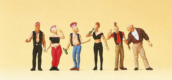 Preiser 10473 HO Scale Pedestrians -- Punk Rockers pkg(6)