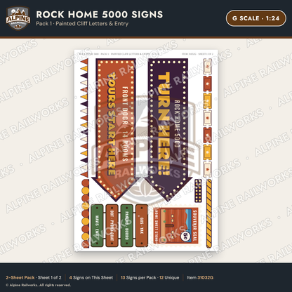 Alpine Railworks 31032G G Scale Roadside Signs - Cliff Rock House