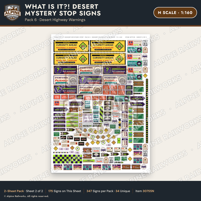 Alpine Railworks 30755N N Scale Roadside Signs - Desert Mystery Stop
