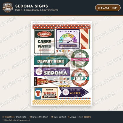Alpine Railworks 30729G G Scale Tourist Signs - Sedona - Scenic Byway