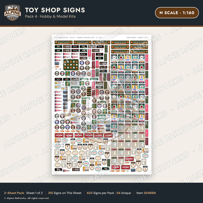 Alpine Railworks 30485N N Scale Toy Shop Signs - Hobby & Model Kits