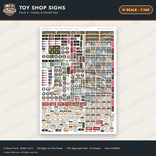 Alpine Railworks 30485N N Scale Toy Shop Signs - Hobby & Model Kits