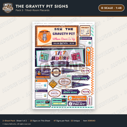 Alpine Railworks 30854O O Scale Roadside Signs - Mystery Hole