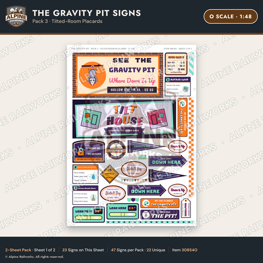 Alpine Railworks 30854O O Scale Roadside Signs - Mystery Hole