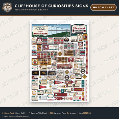 Alpine Railworks 31027HO HO Scale Roadside Signs - Curiosity House