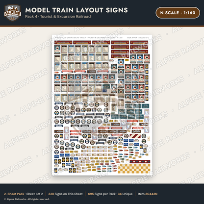 Alpine Railworks 30443N N Scale Model Train Layout Signs - Tourist