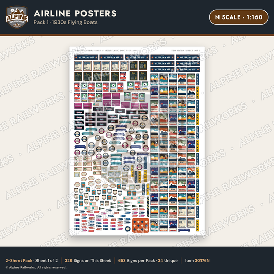 Alpine Railworks 30176N N Scale Airline Posters - 1930s Flying Boats