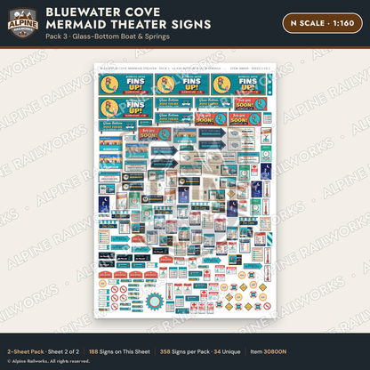 Alpine Railworks 30800N N Scale Roadside Signs - Mermaid Show