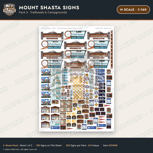 Alpine Railworks 30740N N Scale Tourist Signs - Mount Shasta