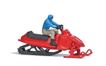 Busch 7818 HO Scale Snowmobile with Figure - Assembled -- Red