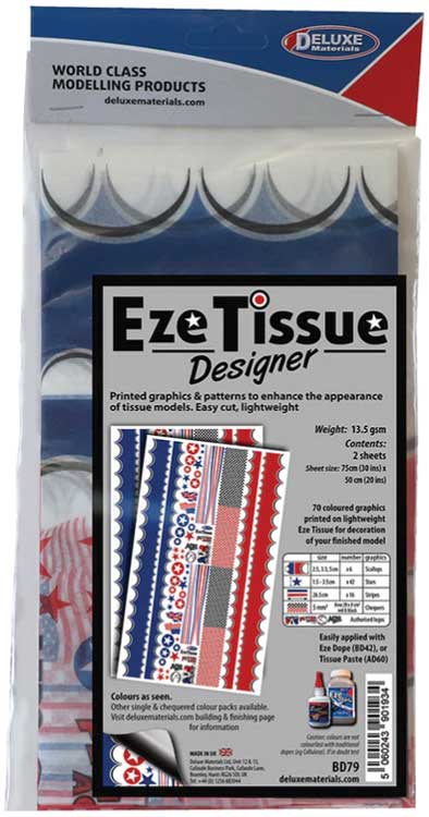 Deluxe Materials BD79 All Scale Eze Tissue for Aircraft - 29-1/2 x 19-11/16" 75 x 50cm -- Designer Graphics pkg(2)