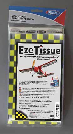 Deluxe Materials BD77 All Scale Eze Tissue for Aircraft - 29-1/2 x 19-11/16" 75 x 50cm -- Yellow and Black Checker pkg(3)