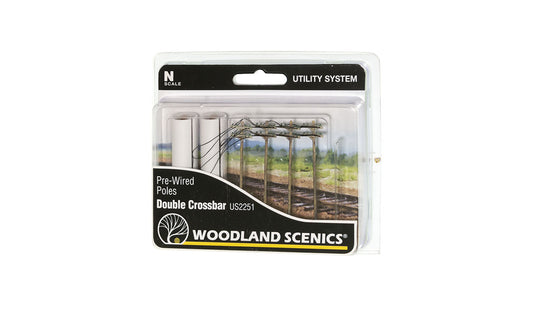 Woodland Scenics US2251 N Scale Pre-Wired Poles - Double Crossbar
