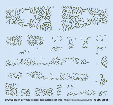 Eduard D72056 1/72 Bf 109G Tropical Camouflage Scheme DECAL