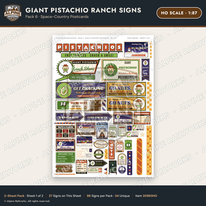 Alpine Railworks 30983HO HO Scale Roadside Signs - Giant Pistachio