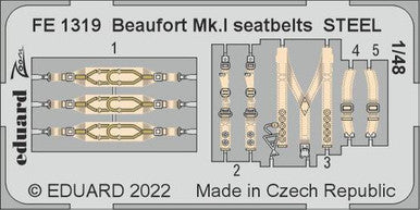 Eduard FE1319 1/48 Beaufort Mk.I Seatbelts Steel for ICM