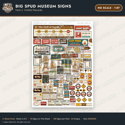 Alpine Railworks 31003HO HO Scale Roadside Signs - Potato Museum