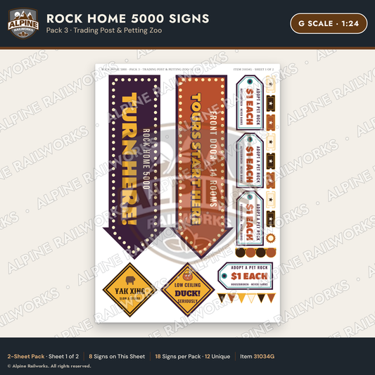 Alpine Railworks 31034G G Scale Roadside Signs - Cliff Rock House
