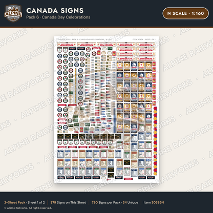 Alpine Railworks 30385N N Scale Canada Signs - Canada Day Celebrations