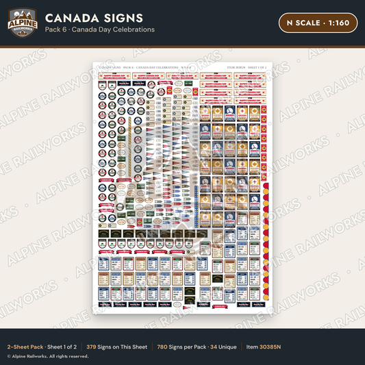 Alpine Railworks 30385N N Scale Canada Signs - Canada Day Celebrations