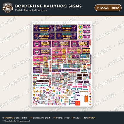 Alpine Railworks 30543N N Scale Roadside Signs - Border Tourist Stop