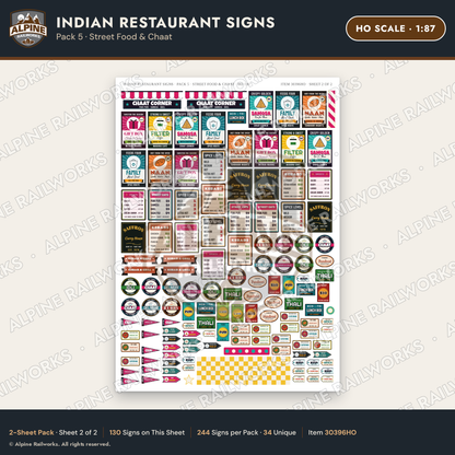 Alpine Railworks 30396HO HO Scale Indian Restaurant Signs