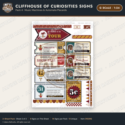 Alpine Railworks 31029G G Scale Roadside Signs - Curiosity House