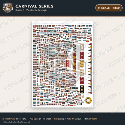 Alpine Railworks 30006N N Scale Carnival Signs - Vaudeville & Magic