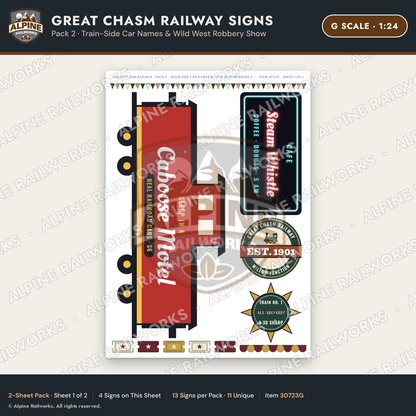 Alpine Railworks 30723G G Scale Tourist Signs - Canyon Railway