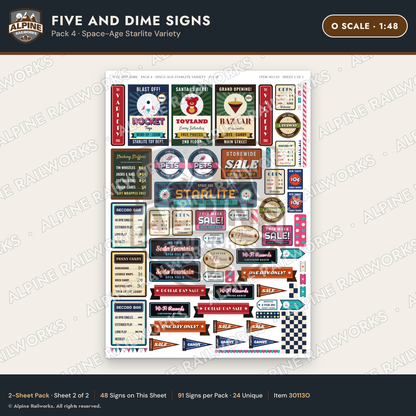 Alpine Railworks 30113O O Scale Five and Dime Signs