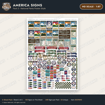 Alpine Railworks 30376HO HO Scale America Signs