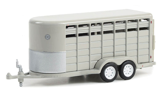Greenlight 30424 1/64 14' Livestock Trailer, Gray, Hitch & Tow