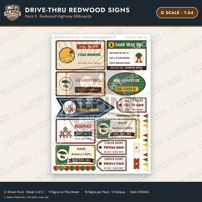 Alpine Railworks 31066G G Scale Roadside Signs - Drive-Thru Tree