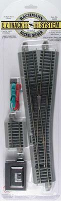 Bachmann 44566 HO Scale No. 5 Remote-Control Turnout, Nickel Silver Rail, Gray Roadbed - E-Z Track -- Right Hand