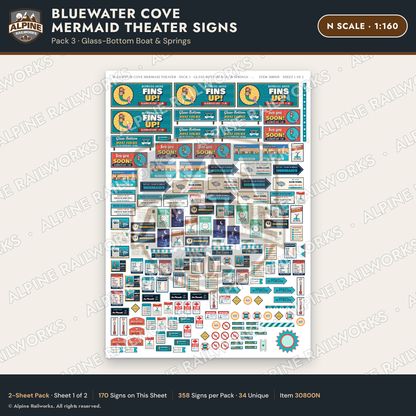 Alpine Railworks 30800N N Scale Roadside Signs - Mermaid Show