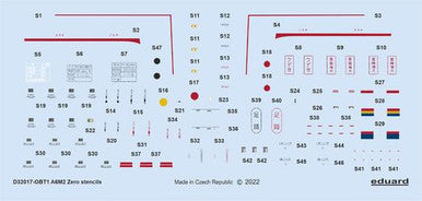 Eduard D32017 1/32 Decal A6M2 Stencils for Tamiya