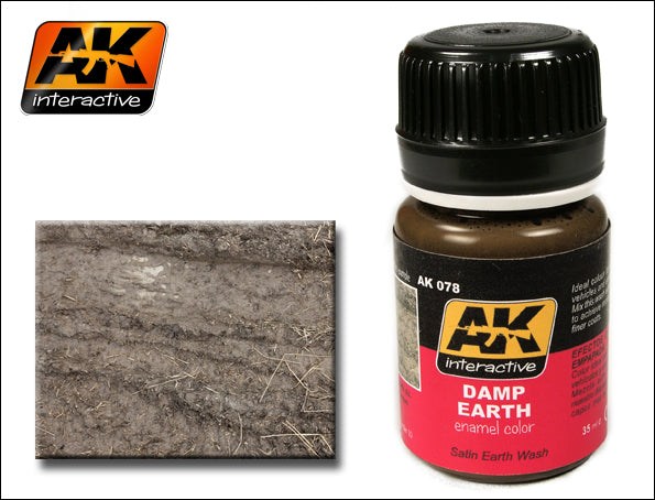 AK Interactive 78 Damp Earth Satin Wash Enamel Paint 35ml Bottle