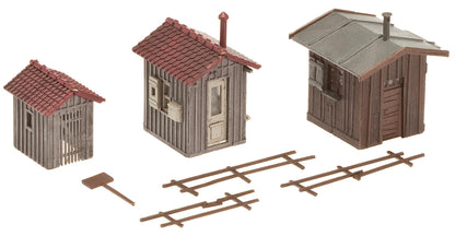Faller 120211 HO Scale 3 Trackside Sheds, Weathered Kit