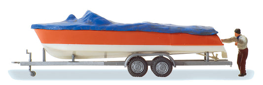 Preiser 33255 HO Scale Motorboat on Trailer