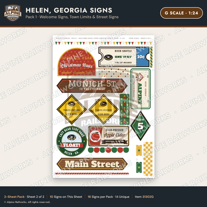 Alpine Railworks 31302G G Scale Helen GA Signs - Welcome Signs
