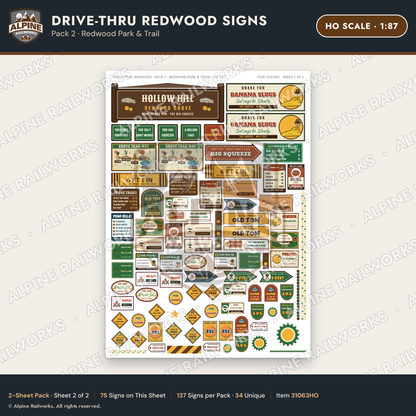 Alpine Railworks 31063HO HO Scale Roadside Signs - Drive-Thru Tree