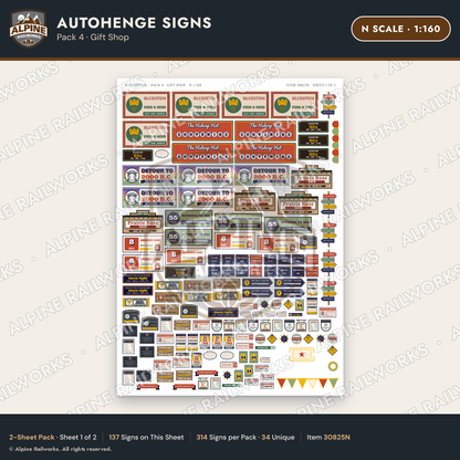 Alpine Railworks 30825N N Scale Roadside Attraction Signs - Car Henge